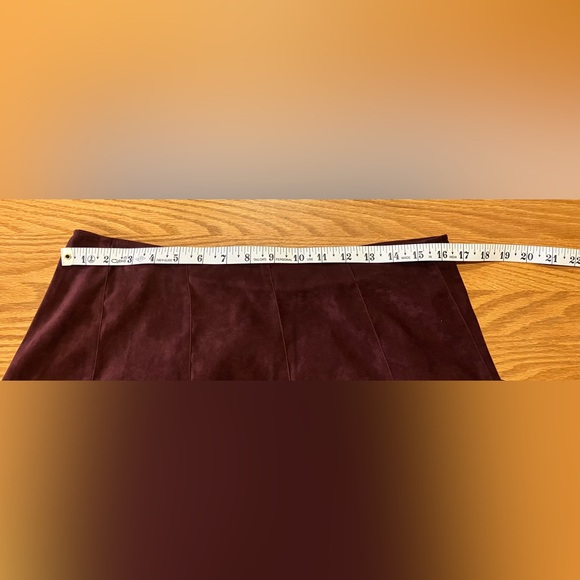 Christopher & Banks Suede Look Skirt, Brown, Sz. 10, Patchwork Look, Full Skirt - Picture 8 of 9